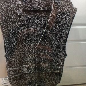 Men's Black and White Cardigan Sweater